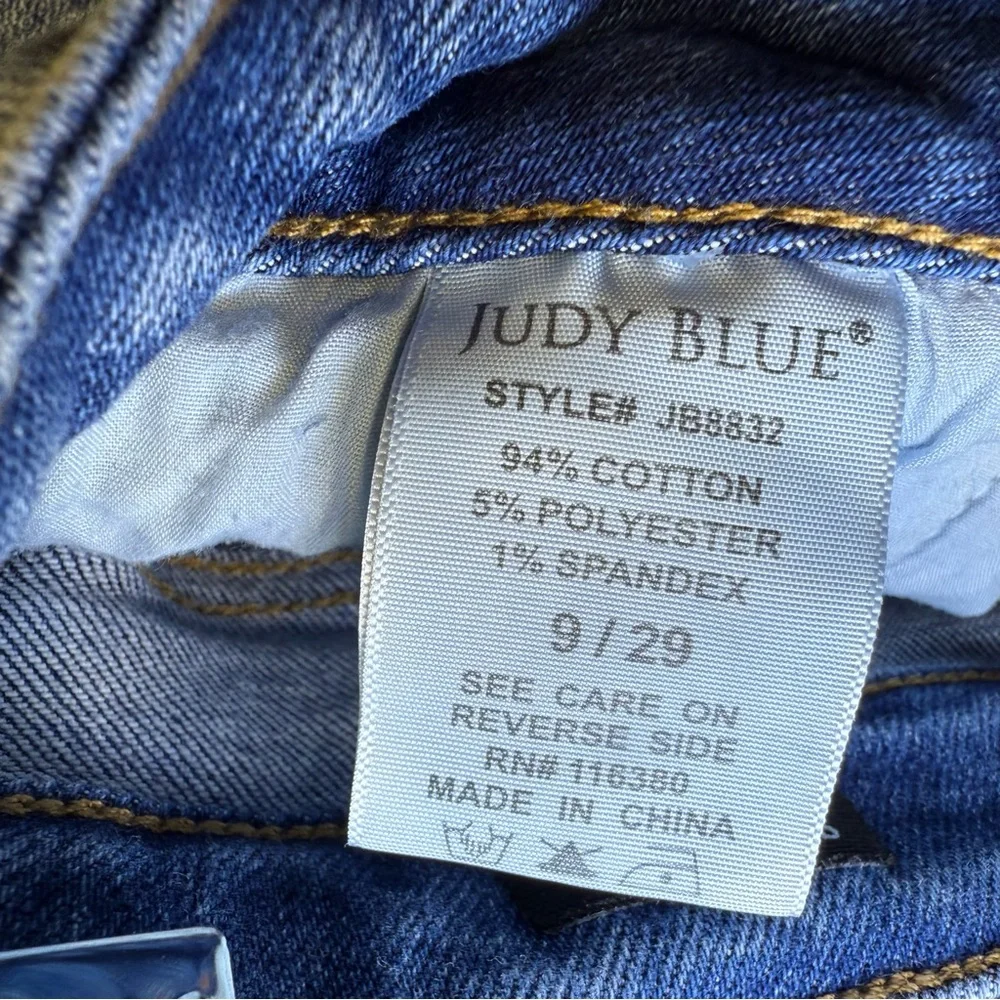 Judy Blue Gingham Distressed Skinny Jeans Raw Hem size 9/29‎ style #JB8832